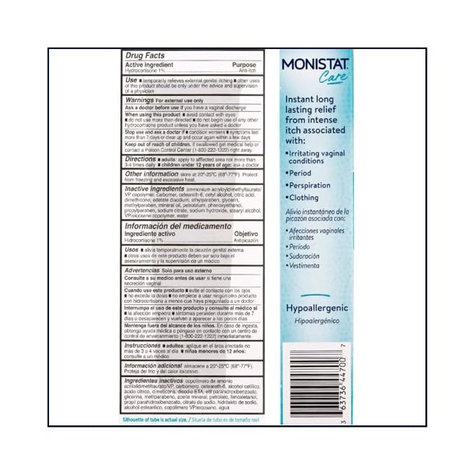 Monistat Instant Itch Relief Cream for Women, Maximum Strength Feminine Itch Care, 1 oz (Pack of 6)