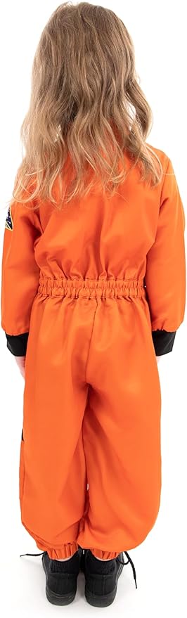 Little Adventures Orange Astronaut Dress Up Costume - Machine Washable Child Pretend Play and Party Costume