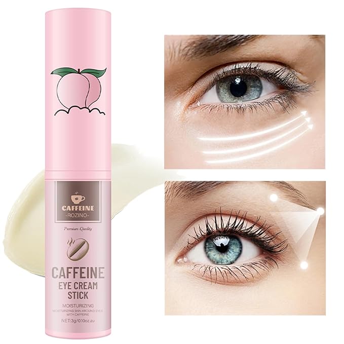 2Pcs Caffeine Eye Balm Stick, Anti-Aging Eye Balm for Puffiness, Dark Circles, Wrinkles, Firm the Light Beige Around The Eyes,Moisturizer Stick with Retinol and Hyaluronic Acid