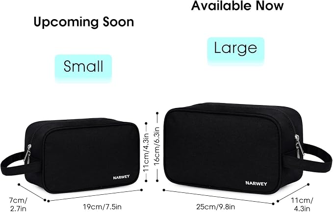 Narwey Travel Toiletry Bag for Women Traveling Dopp Kit Men Travel Bag for Toiletries Cosmetic Bag Makeup Bag Medicine Bag for Traveling (Black)
