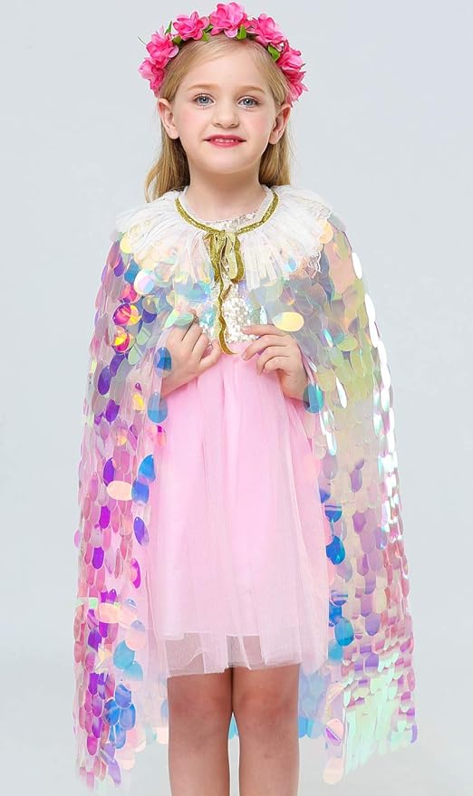FKKFYY Rainbow Cape Cloak for Girl Princess