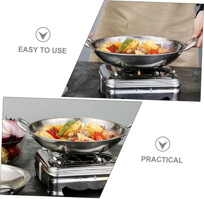 Zerodeko Stainless Steel Round Bottom Hot Pot Korean Style Stir-fry Pan Individual Pot