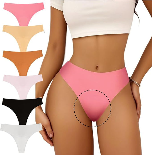 6Pcs Seamless Camel Toe Cover Thong, Invisible Workout Panty Liners, No Show Soft Comfy Underwear for Women, Perfect for Yoga