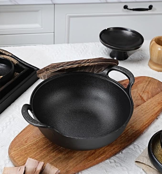 9 inch Cast Iron Wok with Handles, Grilling Pan, Use in the Oven, on the Stove, or on the Grill (9 inch)