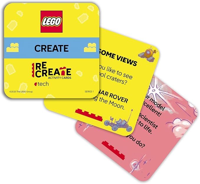 Lego Recreate Activity Cards – Tech | Build & Play Game with 30+ Activity Cards & 25 Lego Elements | Ages 6+