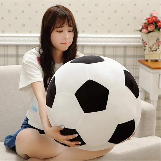 Plush Soccer Balls - Fluffy Stuffed Toy Soccer Ball Plush Pillow Soft Durable Stuff Soccerball Gift for Kids Boy Baby (Black -White,17.7inch/45cm)