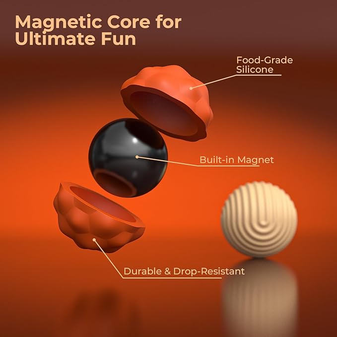 Large Magnetic Fidget Ball Toys for Adults, 2Pcs Soft Silicone Fidget Magnets, Silent Fidget Toys for Adults Ages, Textured Magnetic Balls & Stress Relief Desk Office Toys (Orange, Extra Large)