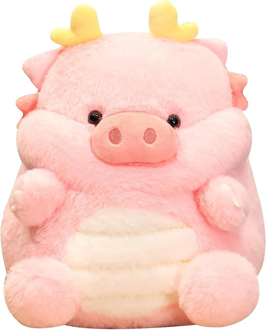 MUPI Cute Dragon Pig Plush Toy Kawaii Stuffed Animals Soft Dinosaur Plush Pillows for Girls Boys Kids Adults, Pink (11 Inch)