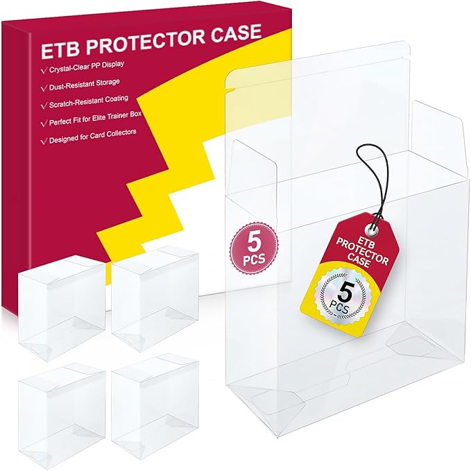 【5 Pcs】 PKMN ETB Protector Case, Elite Trainer Box Protector, ETB Box Plastic Display Case-Compatible with Elite Trainer Boxes, 0.5mm Thick, Scratch-Resistant Material