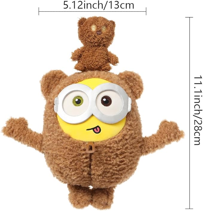 MINISO 11" Bob+Tim Costume Minions Plush Toy, Cute Sleeping Bedding Stuffed Animals Kawaii Plushies Pillow for Kids Boys Girls