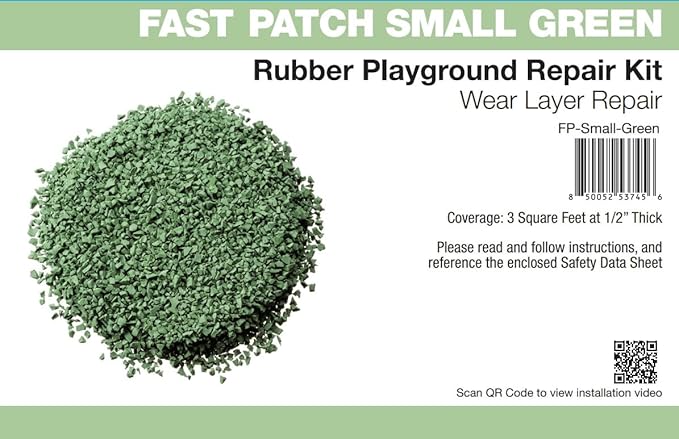 Fast Patch Poured-in-Place Surfacing Repair Kit Fix Rubber Playground (Green, Small)