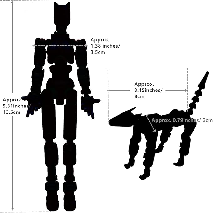 T13 Action Figures (Grow in The Dark Blue) Titan 13 Action Figures T13 3D Action Figure Set Already Assembled Dummy 13 Nova T-13 Robot 3D Printed Multi-Jointed Movable Toy (Blue White + Dog)