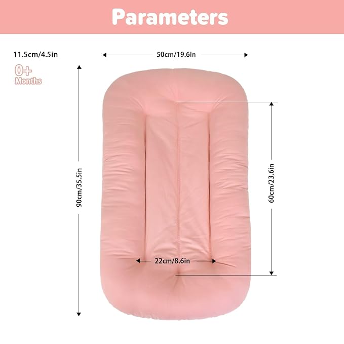 Baby Lounger for Infants Babies 0-24 Months, Bionic Organic Lounger, Soft Cotton Breathable Infant Floor Seats & Loungers for Newborn Baby Shower Gifts (Pink)