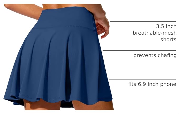 14" Tennis Skirt Golf Skorts with Pockets Tummy Control Shorts Pleated Skirts for Women Athletic Dressy Casual