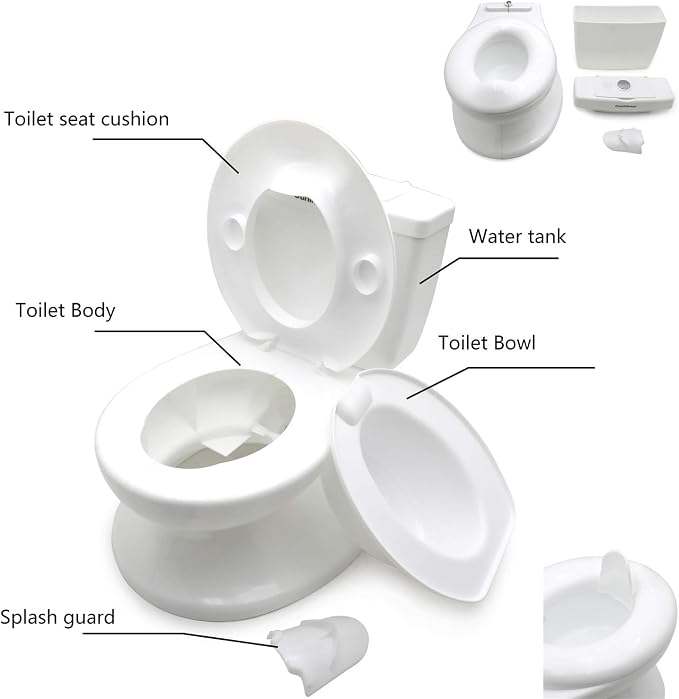 XKMT- Baby Kids Portable Potty Training Toilet with Life-Like Flush Button & Sound for Toddlers Kids, White [P/N: ET-BABY004-WHITE]