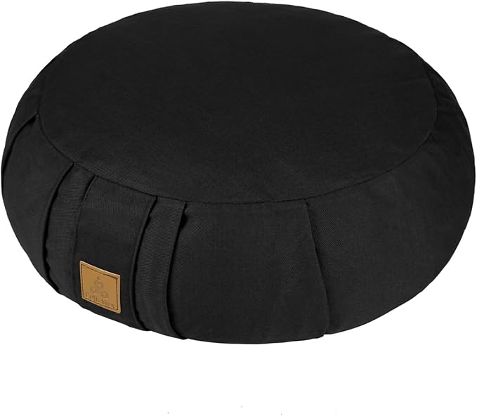 Round Zafu Meditation Cushion D=16" H=5.5" Zabuton Meditation Pillow Yoga Bolster Yoga Pillow Floor seat Zippered Organic Cotton Cover Natural Buckwheat kneeling pillow-Large