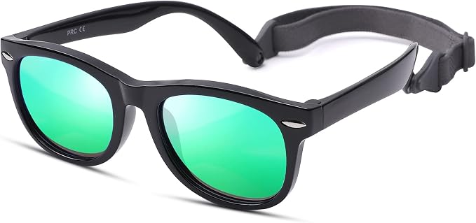 Polarized Baby Sunglasses with Strap - Unbreakable Flexible Infant Sunglasses for Toddlers Age 0-24 Months