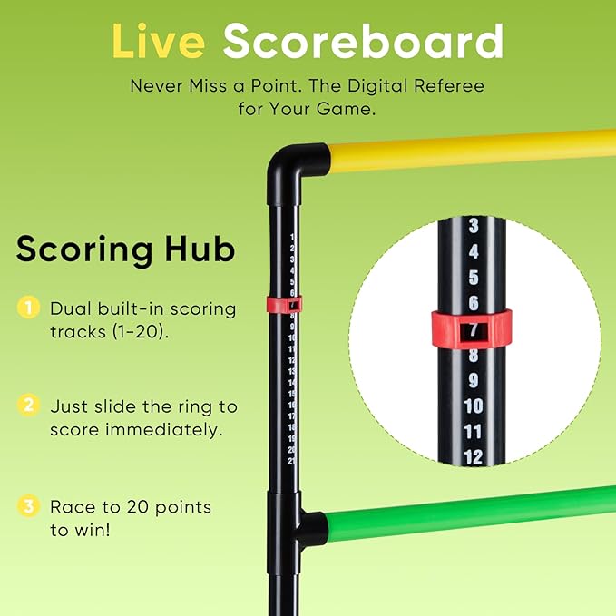 OLIXIS Ladder Ball, Golf Tossing Ball Set for Ladder Toss Game, Ladderball Outdoor Games for Lawn & Backyard for Adults & Kids, Complete with 6 Bolas, Scoreboards & Carry Bag