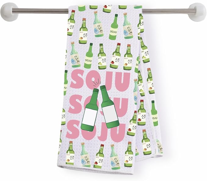 Korean Soju Drink Inspire Kitchen Towel Beer Lover Gift Alcohol Drink Gift Korean Street Food Dish Towel (Soju-KT)