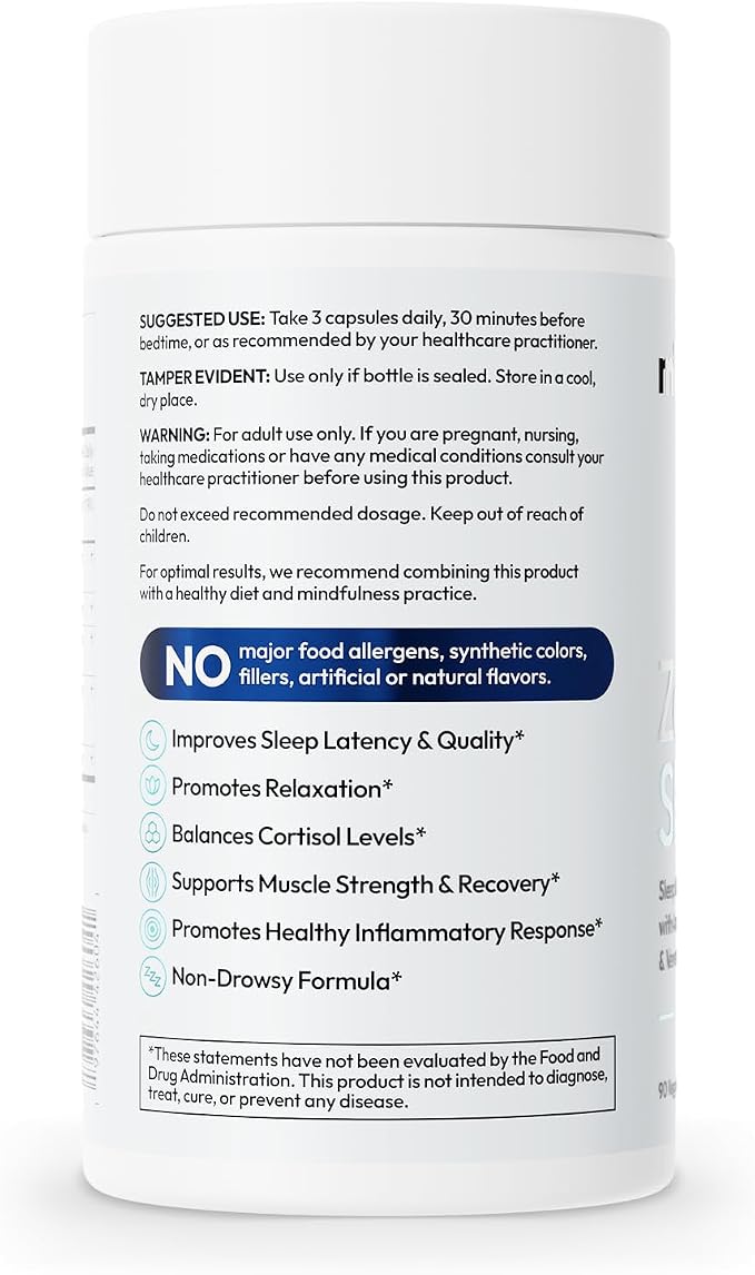 Zenful Sleep 6-in-1 Natural Sleep Aid for Adults Without Melatonin | Deep Sleep Supplement with Ashwagandha KSM-66® and Venetron® | Supports Cortisol Balance & Mood | 90 Capsules