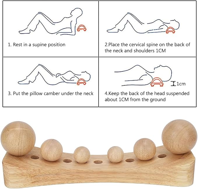 Psoas Muscle Release Tool Wooden Body Massage Tool Trigger Point Wood Massager with 6 Massage Heads for Occipital Cordus Back (A)