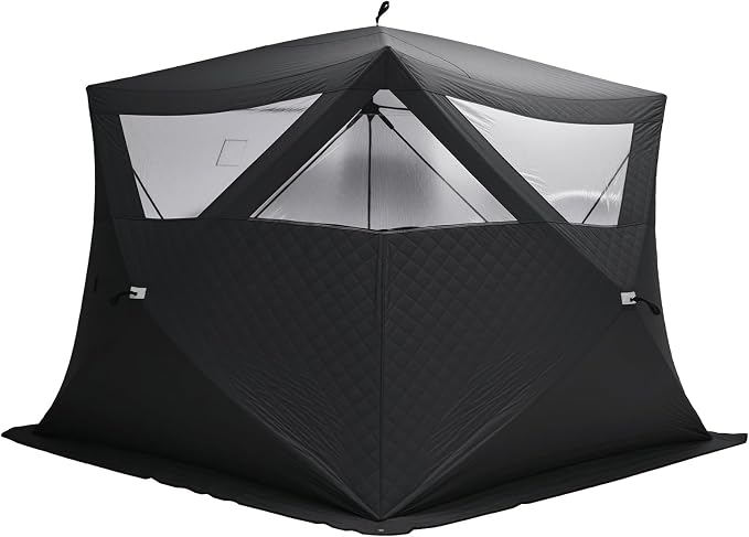 Albott Outdoor Sauna Tent with Wood Burning Stove, 4-6 Person Portable Sauna Tent, 8.2 x 8.2 x 6.7 FT, 3-Layer Thermal Oxford Fabric, Pop-Up Setup, Open-View Windows, Ground Nails & Wind Ropes, Grey