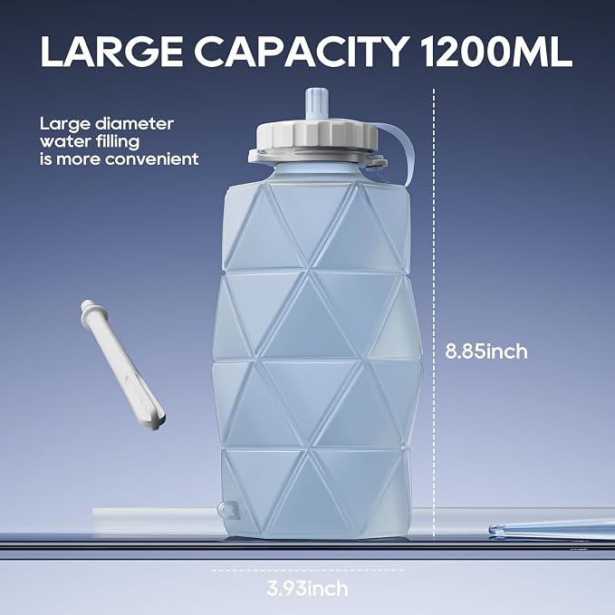 Smokitcen Collapsible Silicone Enema Bag Bottle Kit with 5.3ft Enima Hose, 5 Enema Tips, Controllable Flow Valve, 1.2 L Capacity Silicone Enama kit for Coffee and Water Colon Cleanse