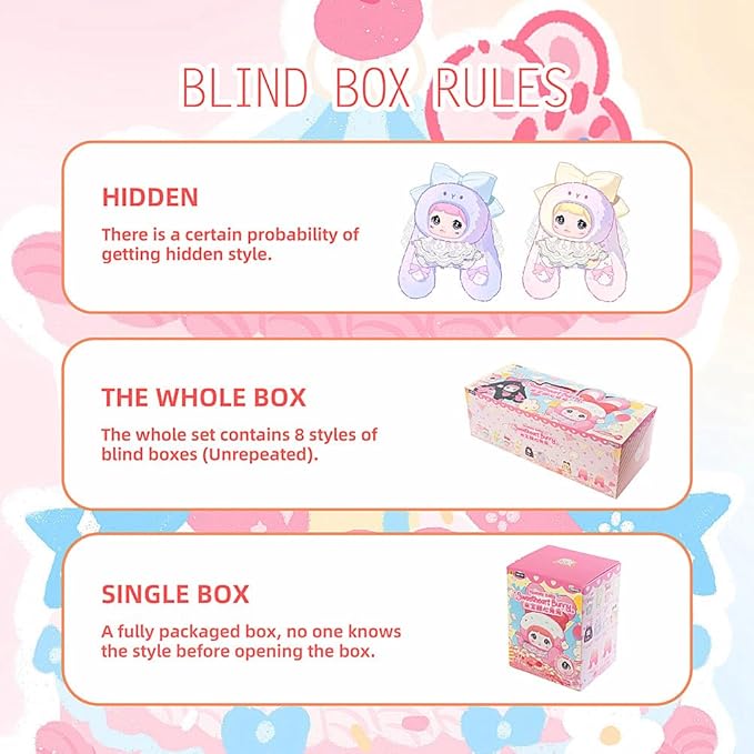 Nommi Baby Plush Blind Box， Plush Figure Toys 1PC (1 of 10 Possible Styles) Nommi Baby Sweethert Bunny Series Birthday Gifts 5 in