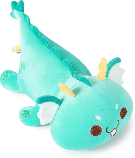 Onsoyours Chubby Dragon Stuffed Animal Adorable Plushies Soft Huggable Plush Pillow Kawaii Cute Dragon Plushie Toy for Kids (Cyan Dragon, 10")