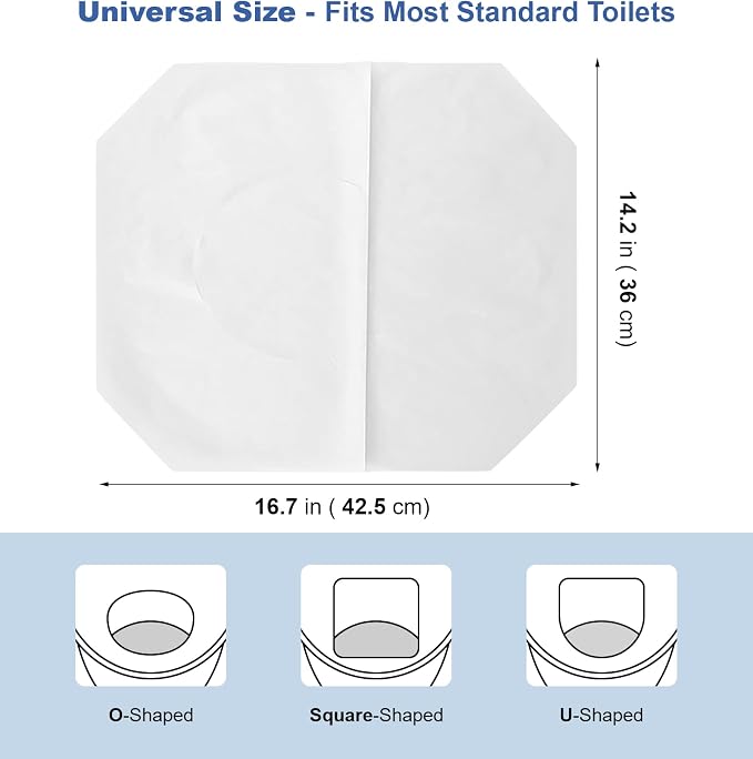 Toilet Seat Covers Disposable, 250 Pcs Flushable Disposable Toilet Seat Covers, Half-Fold Paper Toilet Liners for Travel, Airplane, Public Restrooms, Road Trips, Camping, Potty Training