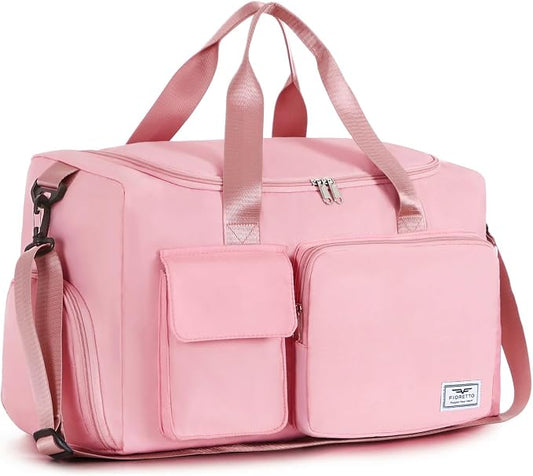 FIORETTO Women's Gym Duffle Bag with Shoes Compartment, 30L Capacity, Ideal for Travel, Gym, Sports, Duffel, Weekender