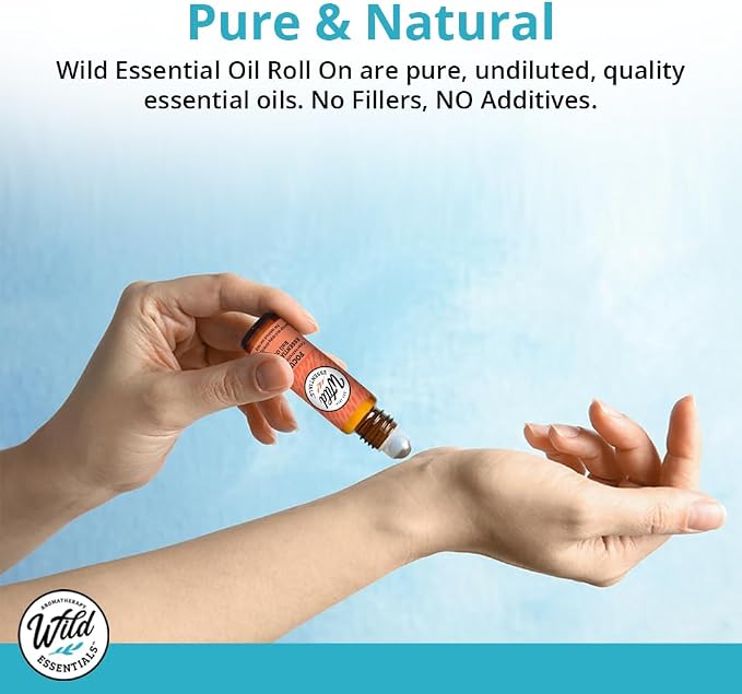 Wild Essentials White Sage Essential Oil Roll On, 10ml, Cleansing, Purifying, Calming, 100% Pure, Premium Grade Essential Oils, Organic Jojoba Oil, Ready to Use, Moisturizer, All Natural