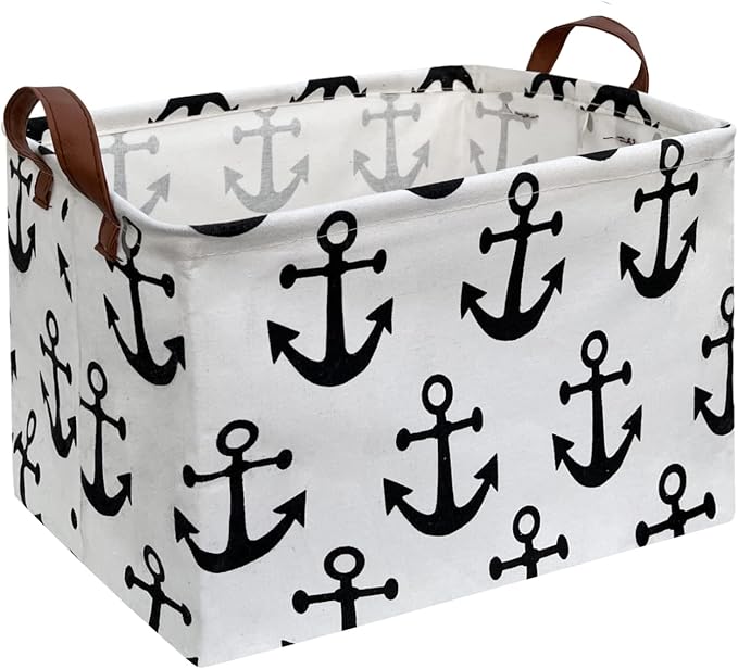 CLOCOR Rectangular Storage Basket,Collapsible Storage Bin,Gift Baskets(Anchor)
