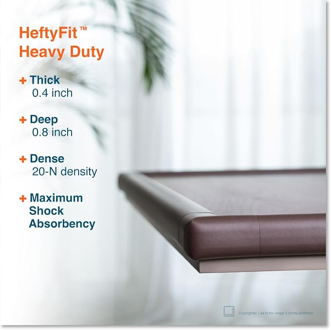 Roving Cove HeftyFit Corner Protector for Baby (12 Large Corners), Heavy-Duty Soft Rubber Foam Furniture Corner Bumper Guards, 3M Adhesive Pre-Taped, Coffee Brown