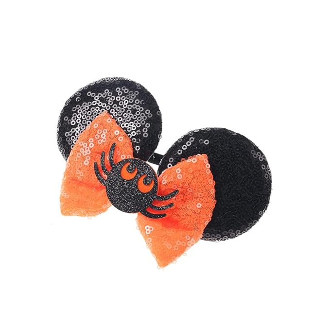 JIAHANG Halloween Mouse Ear Hair Bow Headband,Orange Soft Elastic Hair Band for Baby Girls Newborn Infant Toddlers Kids Party Supplie