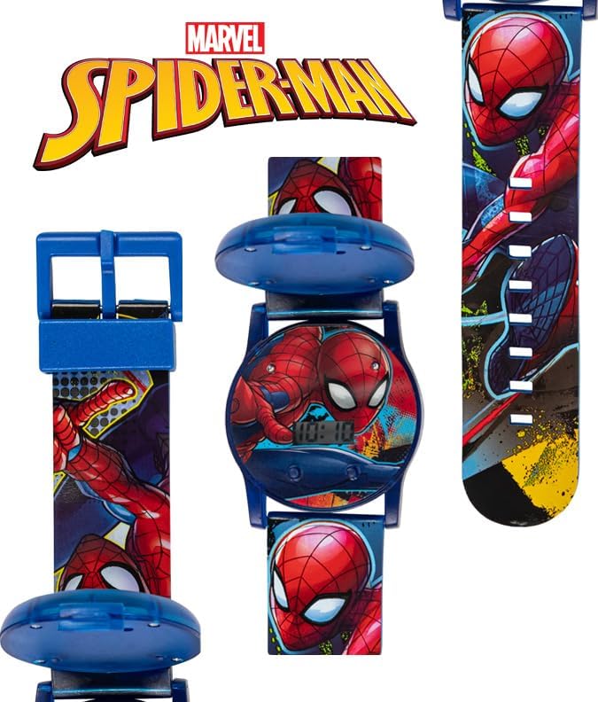 Marvel Spider-Man Kids Watches – Digital Display, Interactive Features, Adjustable Strap, Vibrant Spider-Man Graphics, Durable for Active Kids