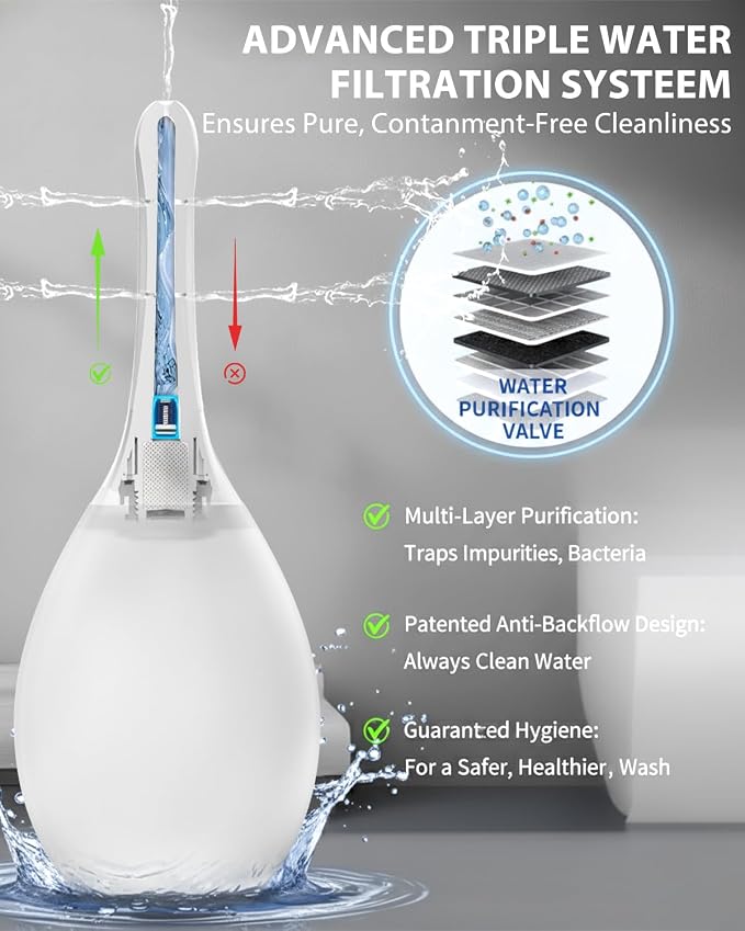 Enema Douche Anti Back-Flow, Anal Douche Connected to Shower Hole,Enema Bulb with 7 Spouts, Reusable Portable Enema Vaginal Cleaner kit for Men Women (White)
