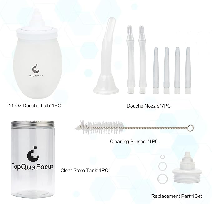 TopQuaFocus 14.5OZ Large Enema Bulb Kit Douche Bulb for Men Women Colon Cleaning Feminine Care Enemas -BPA and Phthalates Free Transparent