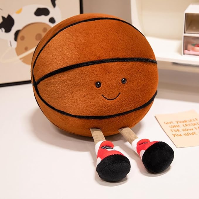 13.7inch Football Plush Toys,Rugby Stuffed Sports Balls Toy,with feet Creative Soccer Doll,Cute Fun Soft Plush Ball,Plush Stuffed Spherical Soft Toys Sports Throw Pillow Cushion Kids Gift (Basketball)