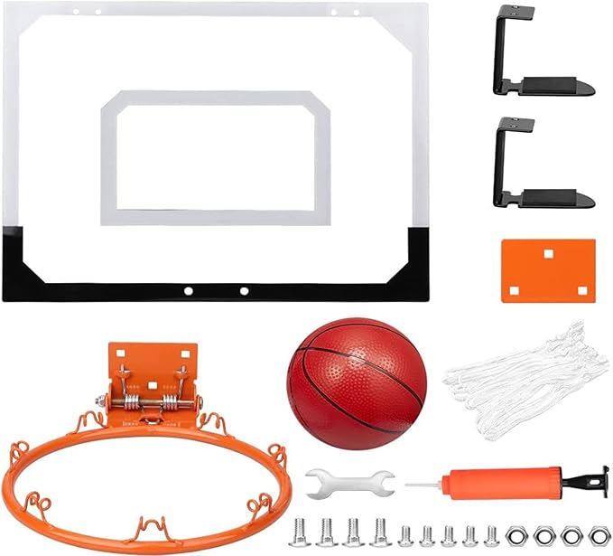 Mini Indoor Basketball Hoop for Kids Adults, Small Basketball Hoop Over The Door Mini Hoop with 4 Balls, oost Wall Mount Hoop Sport Game Interactive Toys Gift for Boys Age 3-12