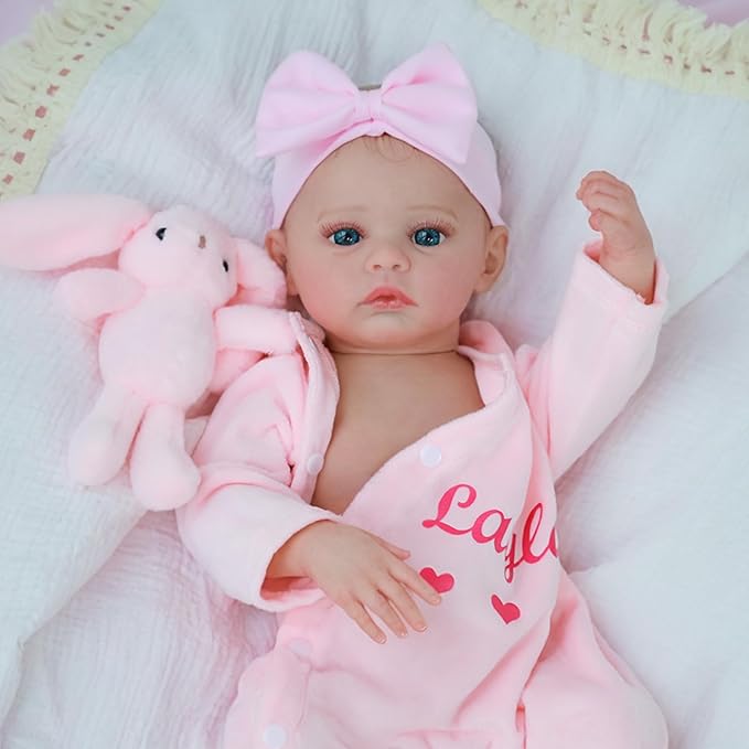 Realistic Reborn Baby Dolls – 18-Inch Lifelike Newborn Baby Doll with Open Eyes, Poseable Handmade Real Life Baby Doll, Gift Set with Accessories for Kids Ages 3+