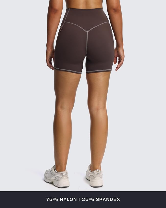 Aoxjox Lexi Lined Workout Biker Shorts for Women Tummy Control High Waisted Exercise Athletic Gym Running Yoga Short 6"
