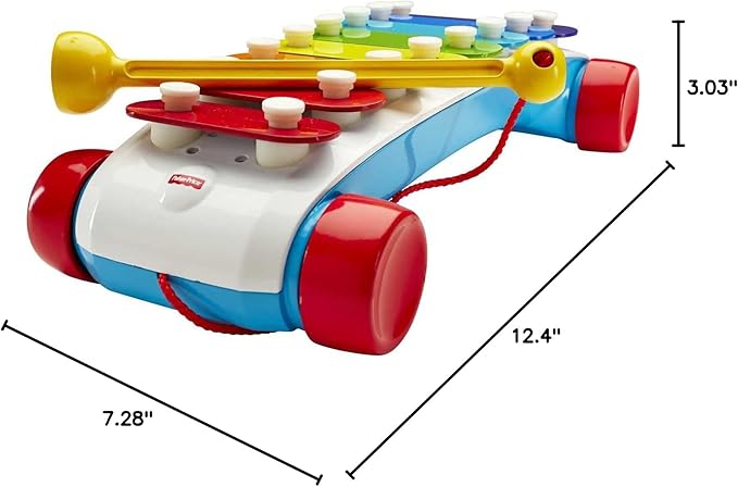 Fisher-Price Toddler Pull Toy, Classic Xylophone Pretend Musical Instrument with Mallet for Preschool Kids Ages 18+ Months