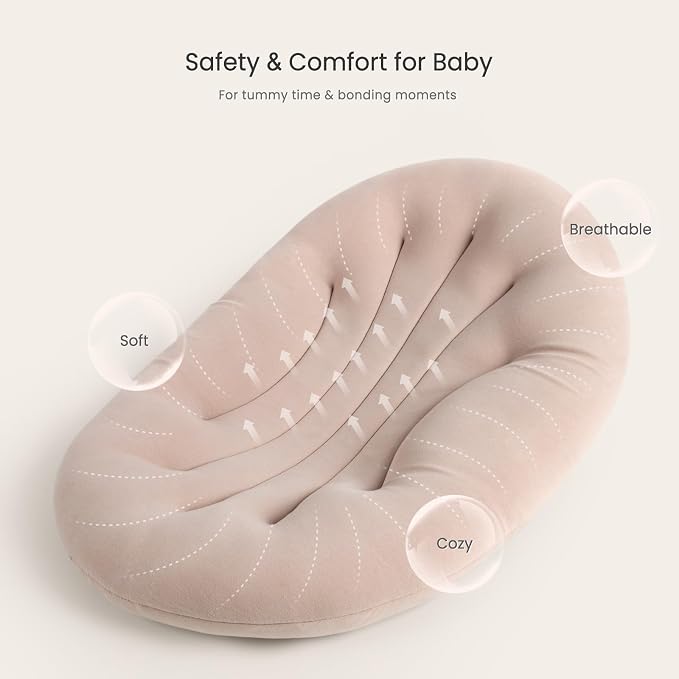 Baby Lounger for Newborn: Portable & Lightweight Pillow for Tummy Time Playtime & Diaper Changes - Skin-Friendly & Breathable for 0-12 Month Supervised Use