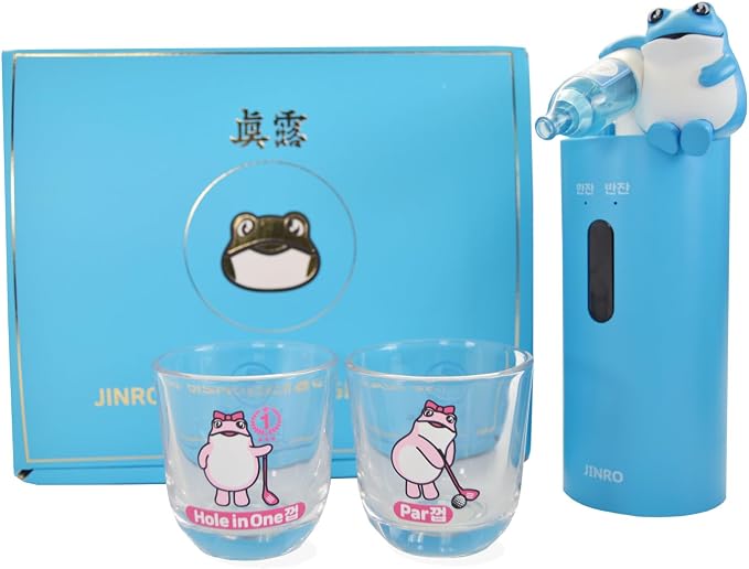Jinro Soju Dispenser with 2 pcs of Soju Glasses, Automatic Drink Dispenser for Soju Only, Classic Soju Brand Merch, Korean Soju, Funny Gifts, Silicone Tube 2 Sizes, C-TYPE Charging [OFFICIAL LICENSE]