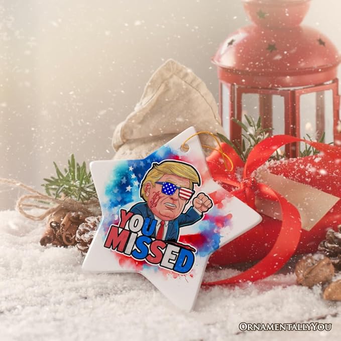 Donald Trump You Missed Ornament, 2024 Rally Shot Christmas Keepsake (Star)