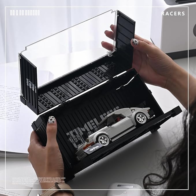 PB8816 1:32 Turbo Sports Car Buliding Blocks Set, 343 Pieces MOC Super Racing Model Kit with Display Container, Clamping Blocks Toy Gift for Adults