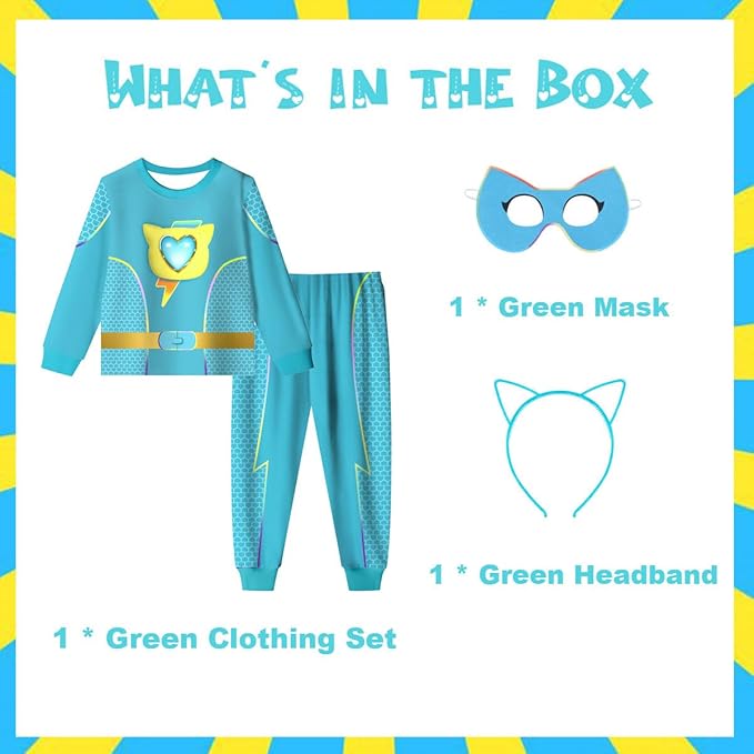 ACoiay Kids Kitties Daily Outfit with Mask and Headband for 2-8 Years