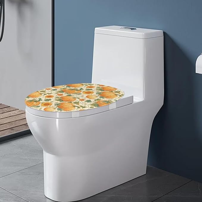 Pumpkins Sunflowers Toilet Lid Cover, Bathroom Decorative Flannel Soft Toilet Lid Cover, Bathroom Accessories Machine Washable Reusable