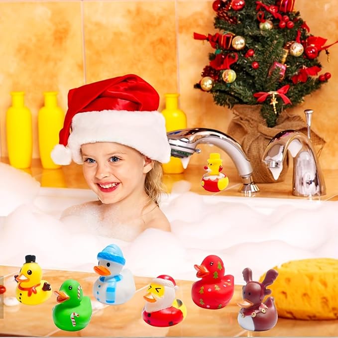 36 Pcs Christmas Rubber Ducks,Baby Showers Accessories Duckies Bath Toys for Kids Christmas Party Favors,Gift Exchange,Christmas Stocking Stuffers(Christmas)
